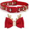  Adjustable Christmas Dog Collar with Christmas Antler Bow Tie Accessories Snowman Dog Collar for Medium Dogs