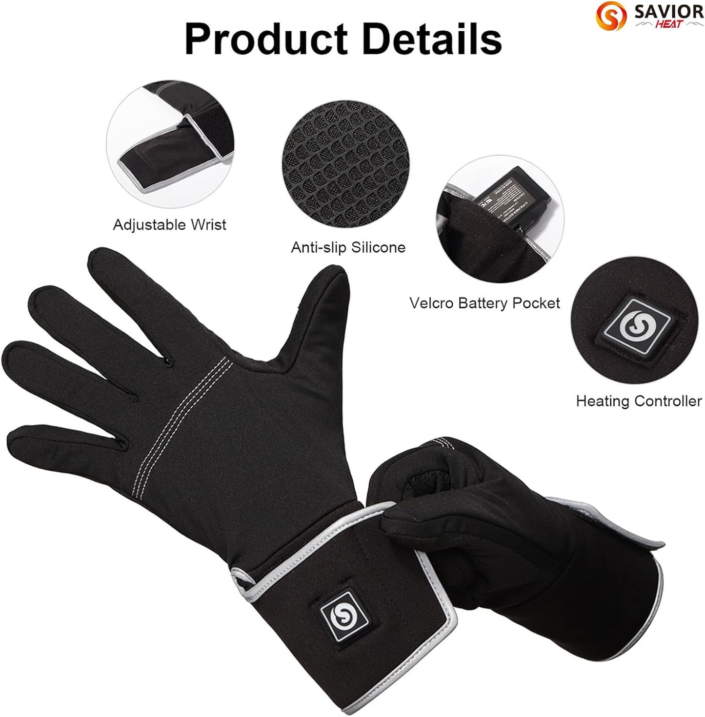 Heated Liners Gloves for Men Women, Electric Rechargeable Battery Thermal Thin Gloves for Winter Skiing Typing Driving Riding Cycling Hiking