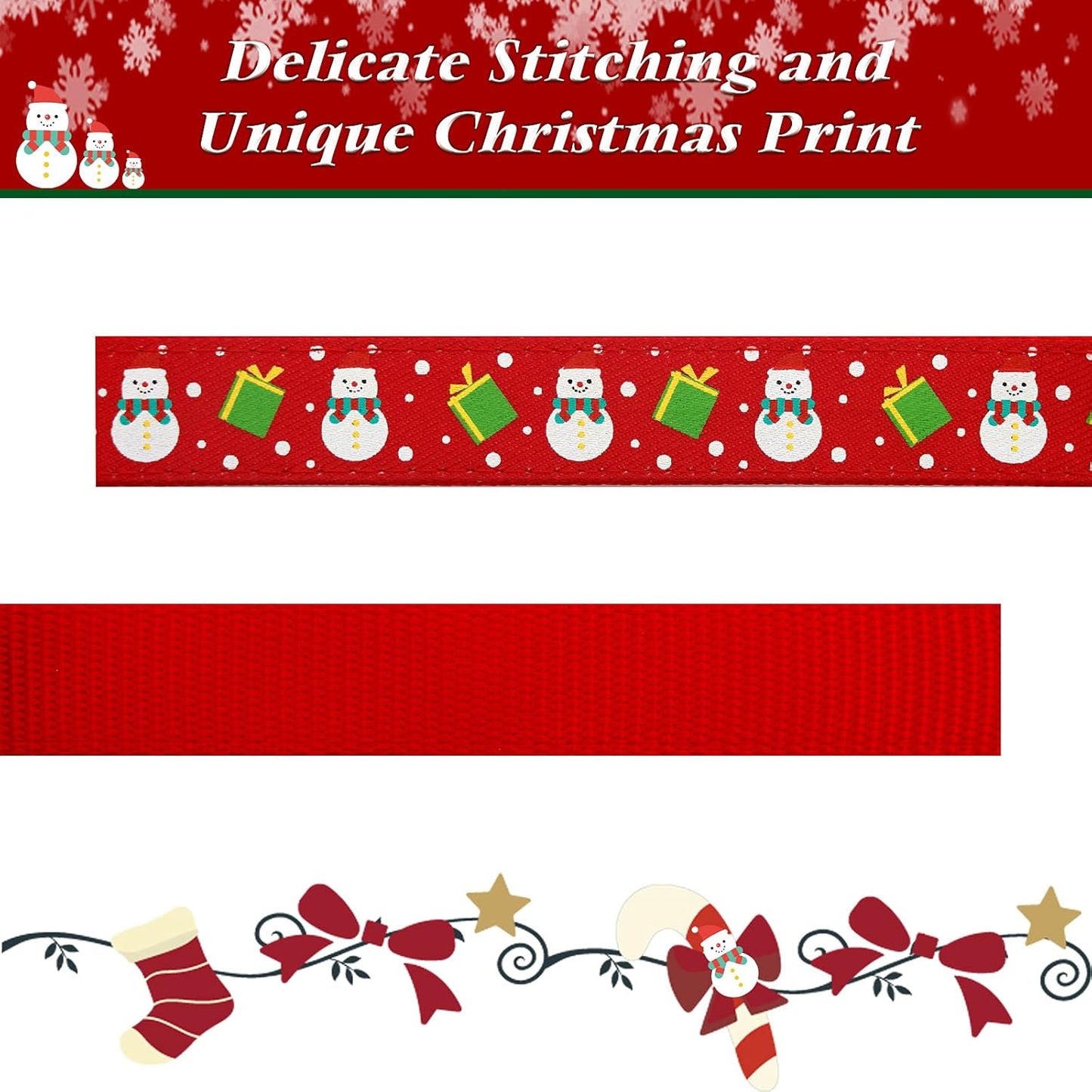  Adjustable Christmas Dog Collar with Christmas Antler Bow Tie Accessories Snowman Dog Collar for Medium Dogs